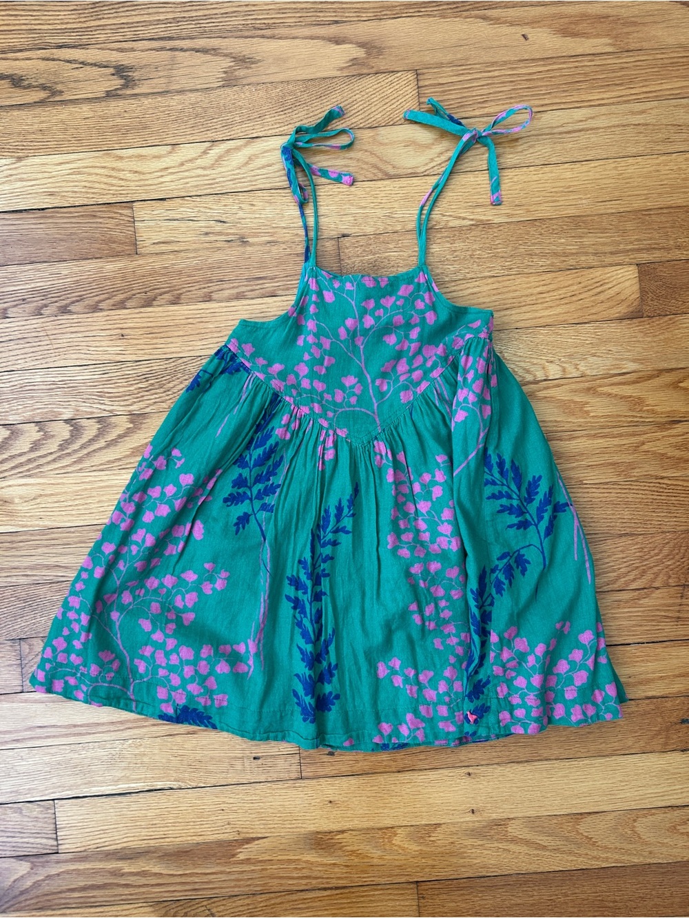 Pink Chicken Teal Sundress with Pink & Blue Floral Ties